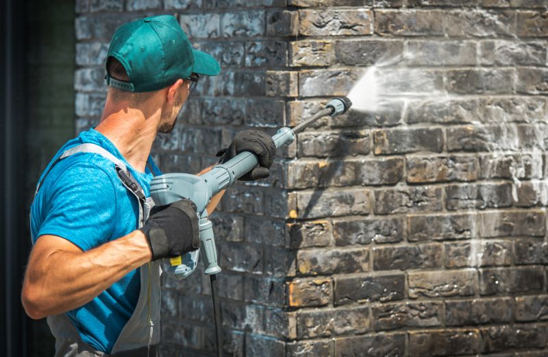 Power Washing on a Brick Wall